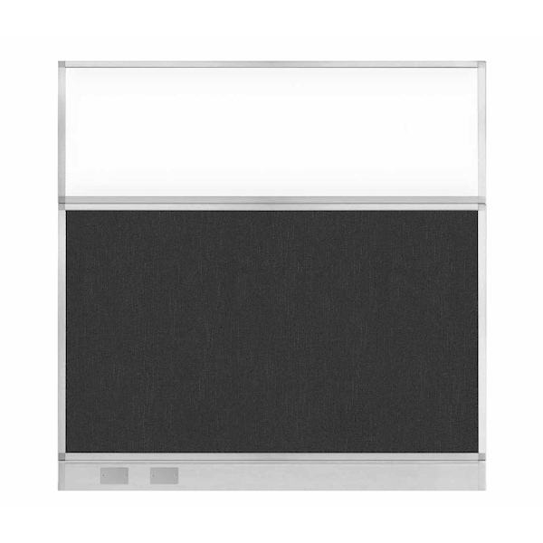 Hush Panel Configurable Cubicle Partition 6' x 6' Black Fabric Clear Window w/ Cable Channel